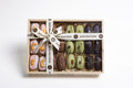 24 Chocolate-Coated Dates (12 white chocolate, 6 milk chocolate, and 6 dark chocolate 70.5%), Filled with Nuts Butter