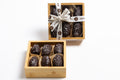6 Dates Coated in 70.5% Dark Chocolate with Sea Salt, Filled with Peanut Butter