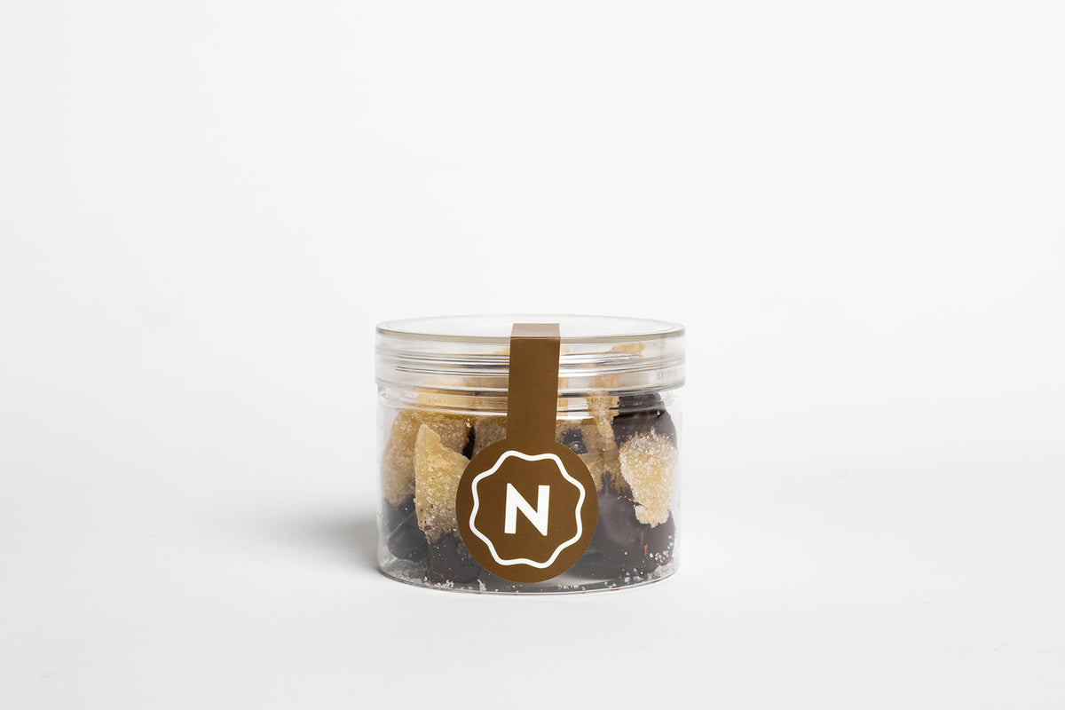Crystallized Ginger Slices Dipped in 70.5% Dark Chocolate