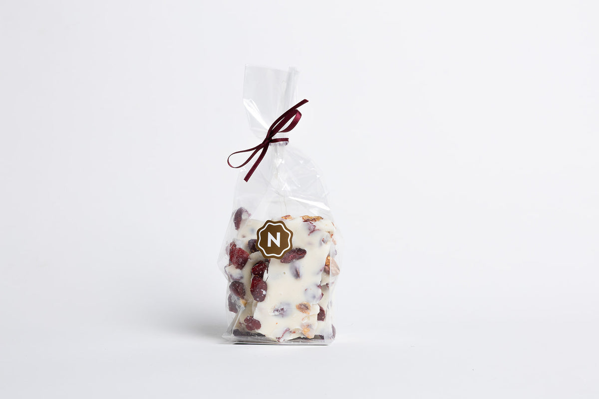 White Chocolate Bark with Cranberries and Pistachios